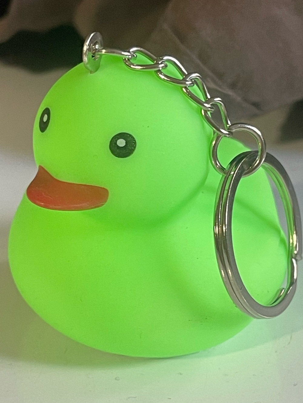 Light Up Colorful Rubber Duck Keychain  - Green